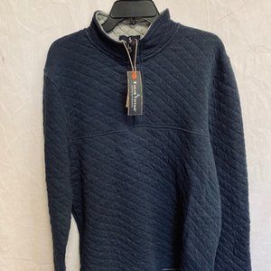 Tailor Vintage Quilted Navy Blue Pullover Sz M